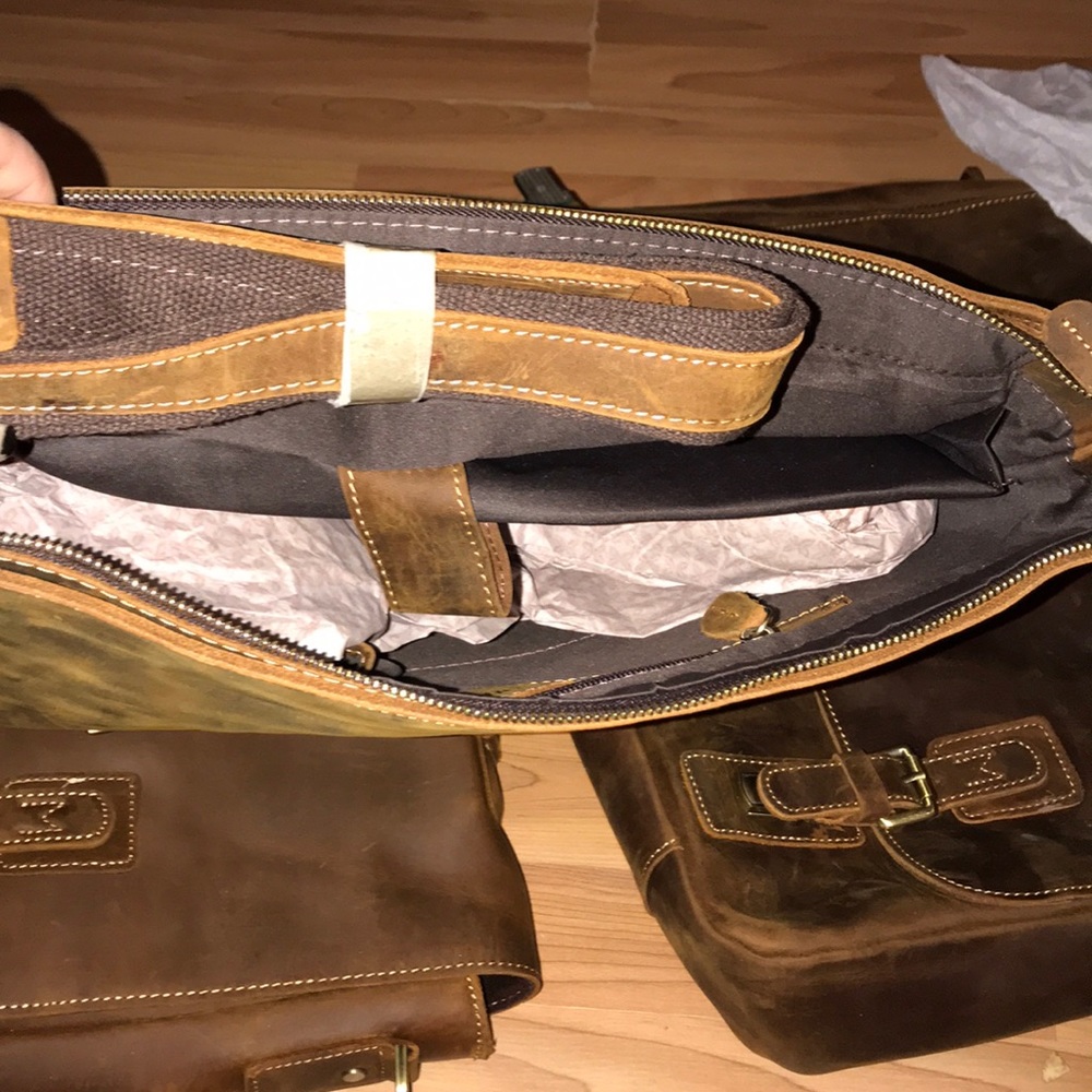 NWT Kattee Leather Briefcase Laptop Messenger Bag - Picture 7 of 9